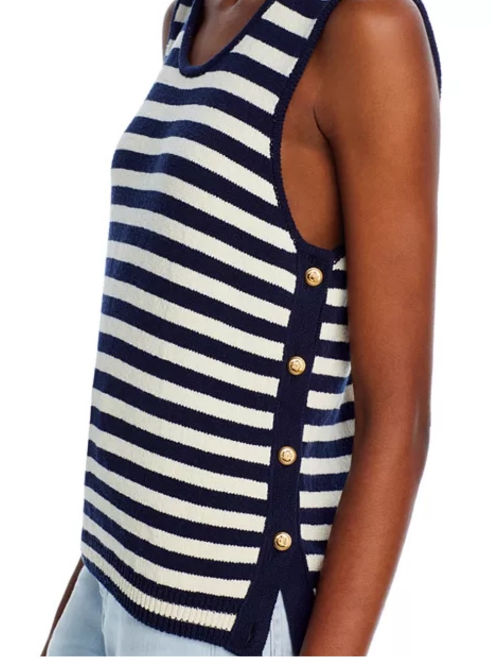 FRAME Mariner Striped Cotton-Blend Terry Tank size small